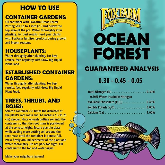 FoxFarm Ocean Forest Potting Soil – All-Purpose Container Mix, 1.5 Cubic Feet