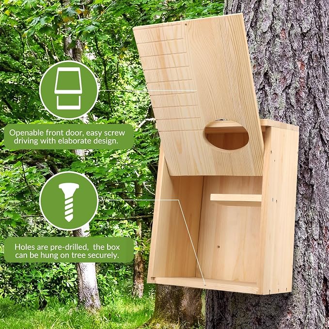 Pine Wood Duck House for Ducks and Hooded Mergansers Breeding Nesting Wooden Box Resident Habitant Shelter