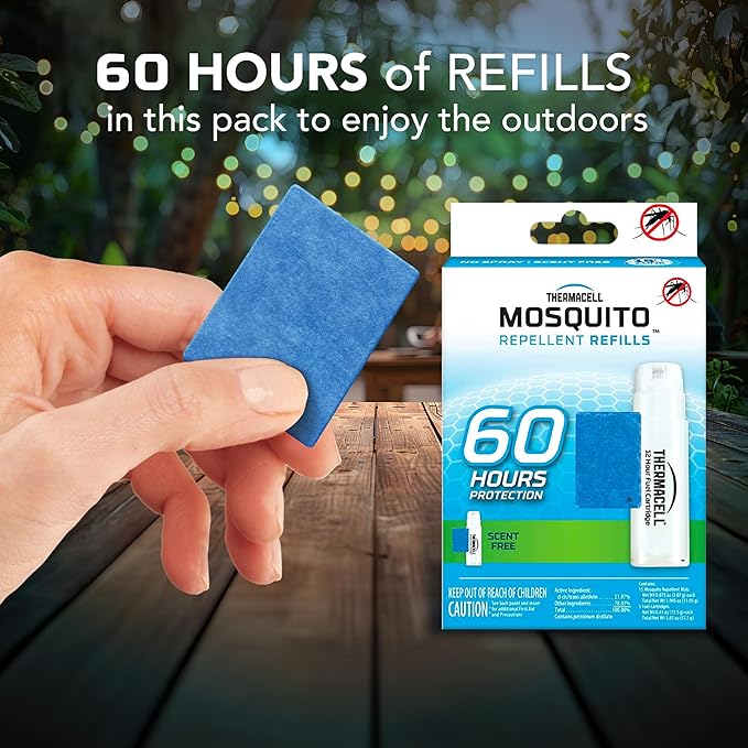 Thermacell Mosquito Repellent Refills, 60-Hour Pack; Contains 15 Repellent Mats, 5 Fuel Cartridges; Compatible with Any Fuel-Powered Thermacell Product; No Spray, Scent, Mess