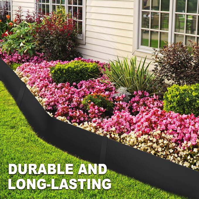 40“L X 8" H Galvanized Steel Landscape Edging, Metal Lawn Edging,6 Pack | Metal Landscape Edging Border,Hammer-in, Flexible,No Dig,6 Clips,For Lawn, Pathway & Yard