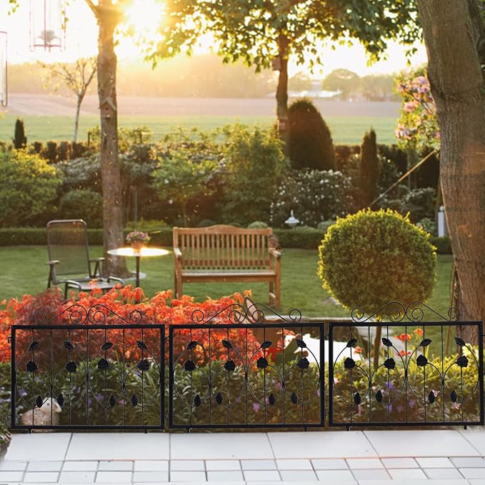 6 Pack Decorative Garden Fence, Rustproof Metal Wire Tall Fencing Border, Indoor or Outdoor No Dig Animal Barrier Fence for Dog, Flower Bed, Patio, Yard