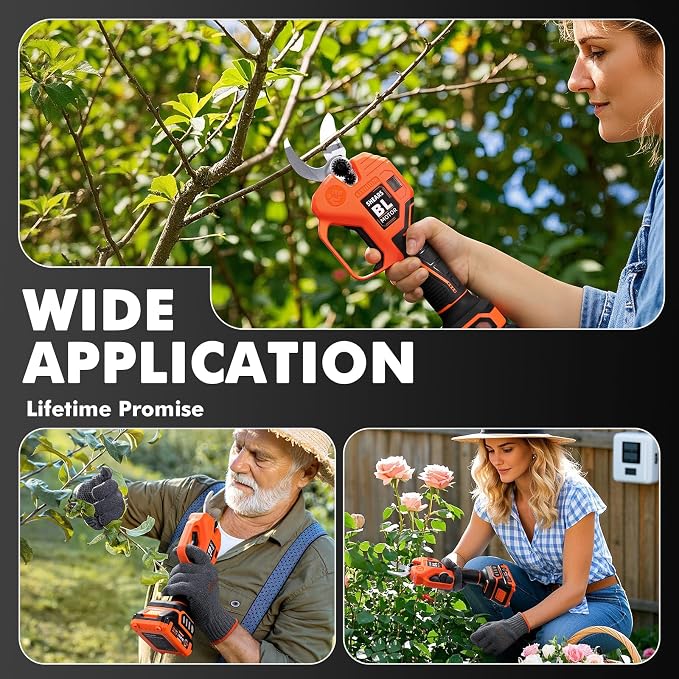 1.6'' Electric Pruners & 8.5" Garden Shears Bundle for Tree/Branch, Gardening Gift for Women/Seniors