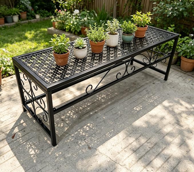 2 Tier Metal Plant Stand, Ladder Flower Pot Holder Plant Stands, Stackable Heavy Duty Tall Plant Shelf Flower Pot Holder for Patio Garden Corner Balcony Living Room (1 Tier H9.8 In-Black)