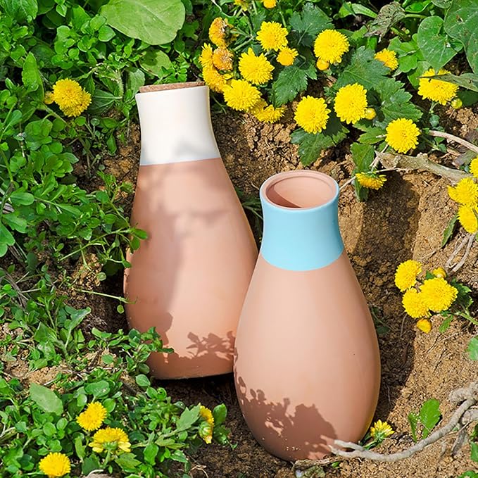 4PCS Automatic Plant Watering Devices, Ceramic Plant Waterer Terracotta Watering Pots, Self Irrigation Drip System Kit for Garden, Home, Indoor, Outdoor, Vacation Plants Waterer