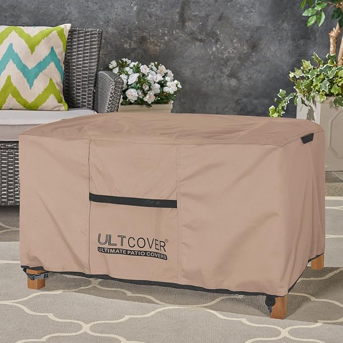 ULTCOVER Outdoor Coffee Table Cover, Waterproof Rectangular Patio Small Side Table Cover 50x30x18 inch