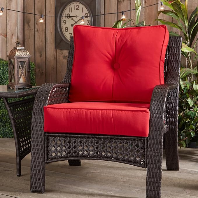 Greendale Home Fashions Outdoor 2-Piece Sunbrella Premium Deep Seat Cushion Set, Canvas Jockey Red