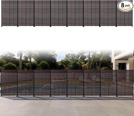 Privacy Screen Outdoor 72" Hx47 W Freestanding Privacy Panel with Stand, HDPE Decorative Privacy Fence with Sandblasting Louver Pattern, Patio Divider Screen, Privacy Screens for Outside