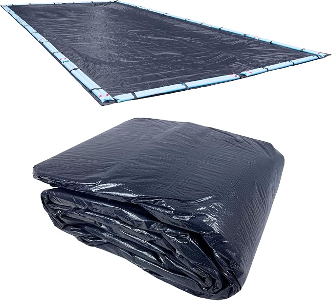 Robelle 25 x 45 ft Blue Winter Pool Cover for Inground Pools, 5 ft Overlap (30 x 50 ft Cover Size), Solid 7 x 7 Scrim, 2.2 oz/yd2, 8-Year Warranty, Style: 362545RA