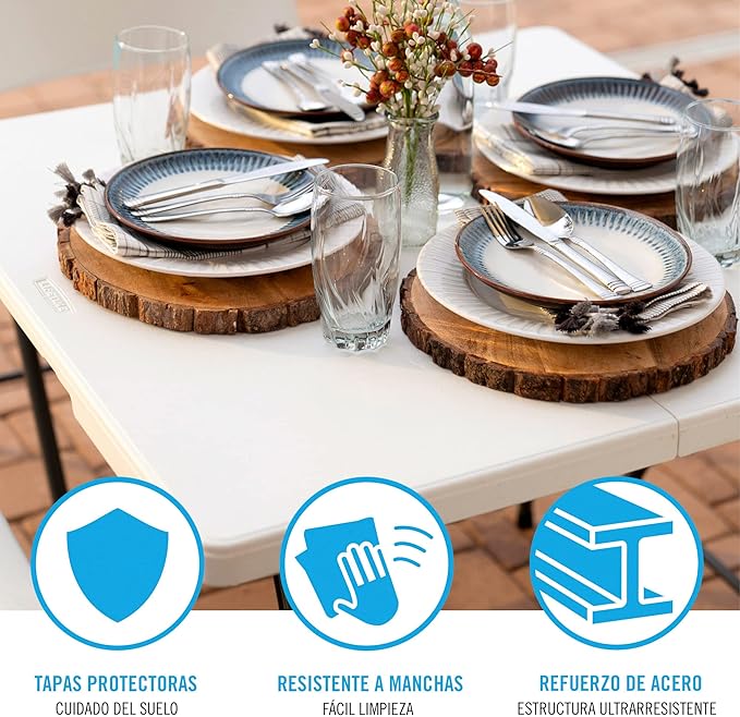 LIFETIME 80273 Fold in Half Square Table, 34 Inch, White