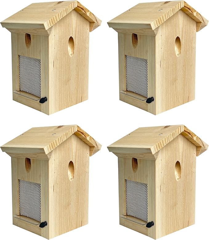 Carpenter Bee Traps for Outside, Piched Roof Nature Hanging Wood Boring Bee Trap for Outdoor Insect Trap