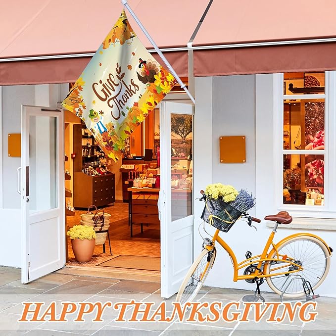 Batiyeer 3 Pcs Seasonal Garden Flag 3 x 5 ft Double Sided Yard Banner for Outside Holiday Flag Banner with Grommets for Outdoor Decorations(Thanksgiving, Christmas, New Year)