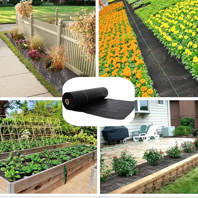 EXTRAEASY Garden Weed Barrier Landscape Fabric,Weed Block Fabric Heavy Duty 3.2OZ,Woven Mulch for Landscaping Ground Cover Weed Control Fabric, Black Garden Bed Liner (1.4ft x 100ft)