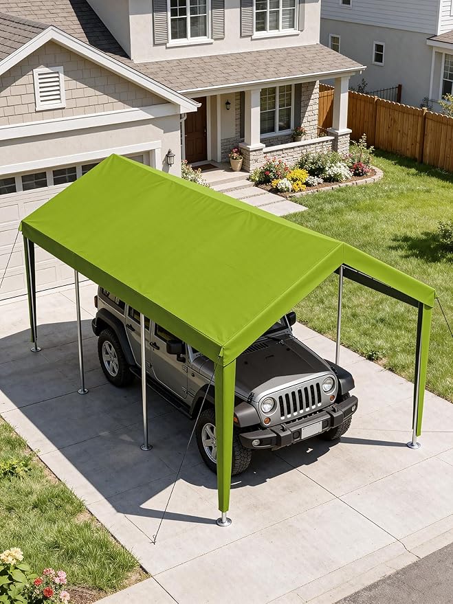 10 x 20 Ft Carport Replacement Cover, Heavy Duty Outdoor Car Tarp Canopy, Waterproof & UV Protected Tear Oxford Tarp with Ball Bungees (Frame is Not Included)