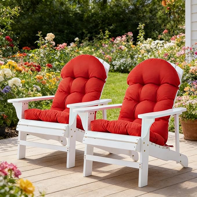 Enipate Weather Resistant Cushions for Adirondack Chair High Back Rocking Chair Cushion Indoor Outdoor Patio Tufted Lounge Cushion Seat Pads