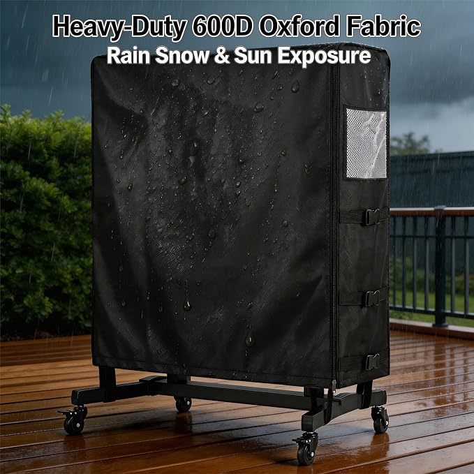 60-65-inch Outdoor TV Trolley Cover, All-Weather Waterproof and Windproof Cover for Casters, Heavy-Duty Oxford Fabric for Mobile TV Carts, with Zipper & Windproof, 59" L x 13" W x 56" H