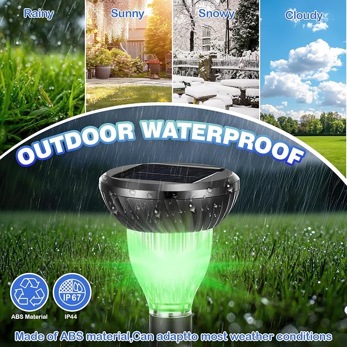 10 Pack Solar Ultrasonic Animal Repellent with RGB Color-Changing Lights, 360° Sonic Pest Deterrent for Outdoor Lawn & Garden, Solar Powered Mole, Gopher & Snake Repellent Stakes