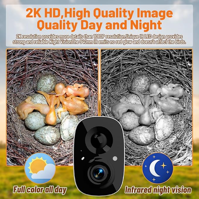 Smart Bird House with Camera, Solar Powered Bird House for Outdoor with 2K HD Cam, 2.4G WiFi, Night Vision, Motion Detection & 16GB SD, Watch Bird Nesting & Hatching in Real Time, Waterproof