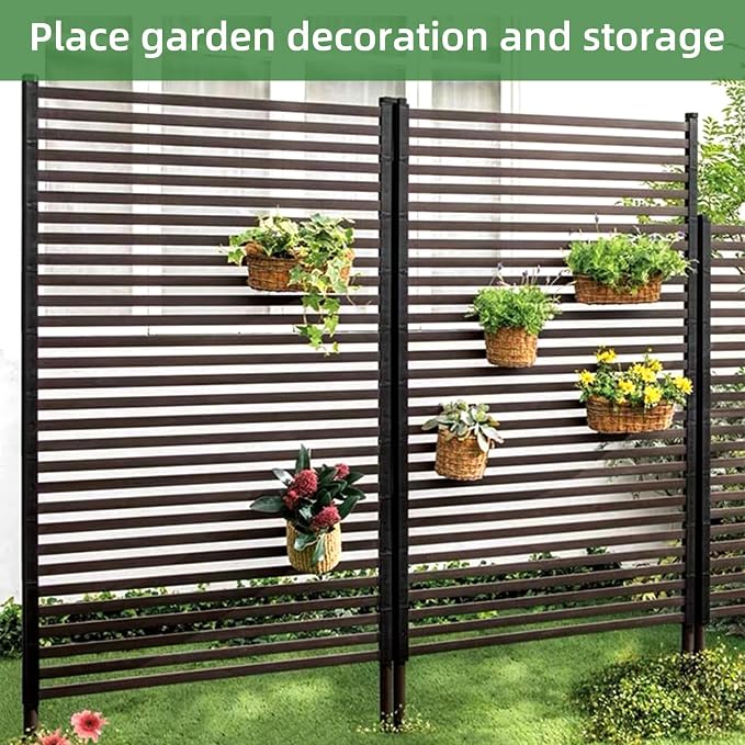 Outdoor Privacy Screens - Length: 43in, Height: 70.8in, Fence Privacy Screen, Freestanding Horizontal Fence, Metal Material, Anti-Corrosion and Weatherproof, Suitable for Outdoor Garden Courtyard