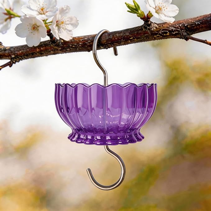 Extra Large Ant Moat for Hummingbird Feeder - Pack of 4PC x 9 OZ Capacity Insect Guard Daisy (Purple)