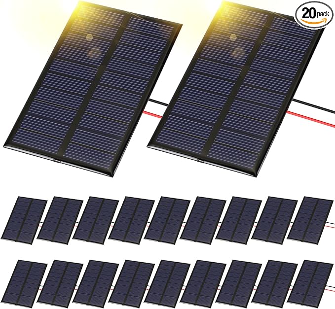 Kanayu 20 Pcs Small Solar Panels Bulk 5v 160ma Mini Polycrystalline Solar Cells DIY System Kits Epoxy Solars Panel Module Photovoltaic Cells Charger 100 x 60 mm for Light Phone Charger Flashlight