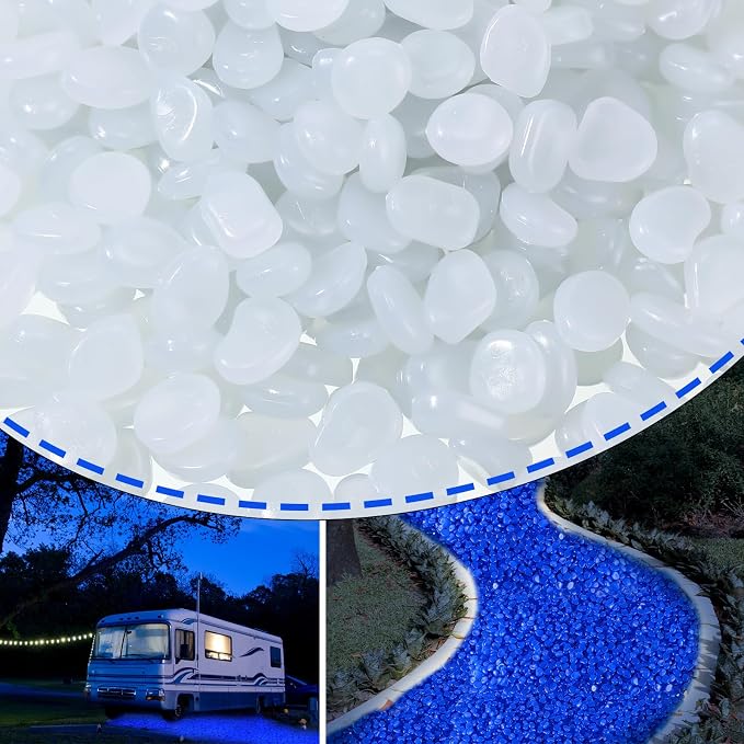 Sasylvia 3000 Pcs Glow in The Dark Rocks 1 Inch Glow Rocks 12.6 LB Garden Glow in The Dark Stone Outdoor Glow in The Dark Pebbles for Landscaping Walkway Pathway Backyard Fish Tank Plant (White)