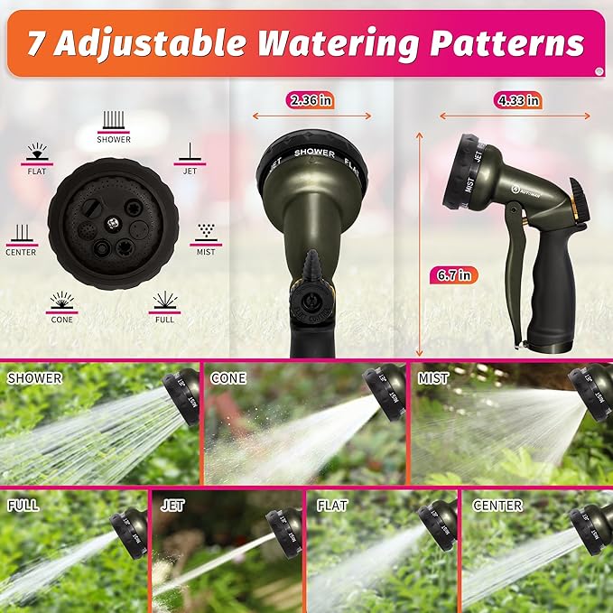 AUTOMAN Garden Hose Nozzle -2 Pack, 100% Metal High Pressure Spray Nozzle, Labor-Saving Design, Heavy Duty Water Hose Nozzle for Garden Watering, Car Washing, Window Cleaning, Pets Bathing