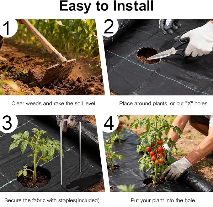 Weed Barrier Landscape Fabric 4FT x 100FT - 3.2oz Heavy Duty Weed Control Mat, High Permeability Woven Geotextile Fabric for Driveway, Gravel, Yard Ground Cover, Greenhouse Gardening
