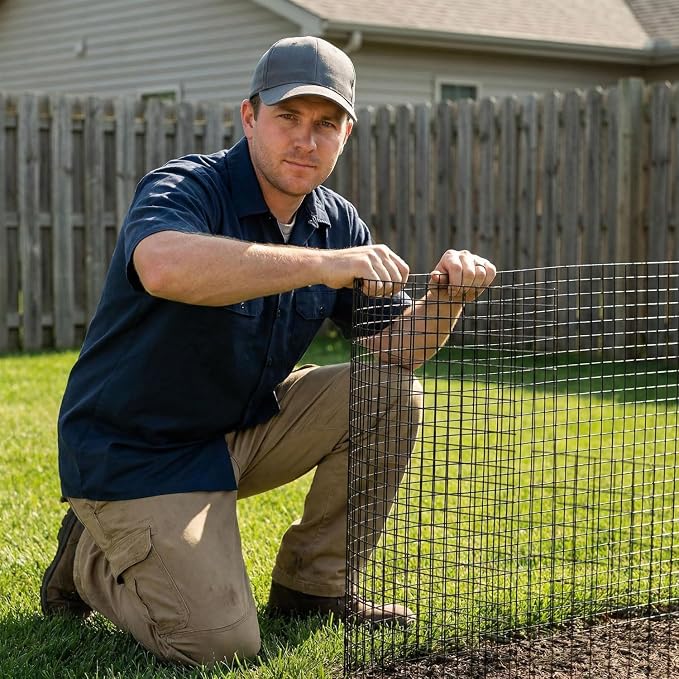 Hardware Cloth 24" x 50' – 1/2" Mesh 19 Gauge, Black Vinyl Coated Wire Mesh Roll (Inside Galvanized) for Chicken Wire Fencing, Garden Fence, Gopher Guard, Snake Fence
