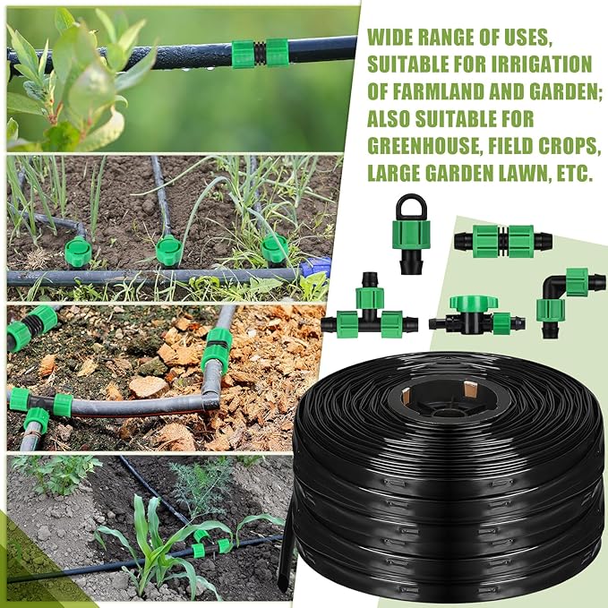 1000 ft 5/8 Inch Drip Tape Irrigation Kit Drip Tape 8 Mil 8" Spacing Hose Garden Watering Tubing System Automatic Irrigation Equipment for Plant, Landscape, Yard, Lawn and Farm