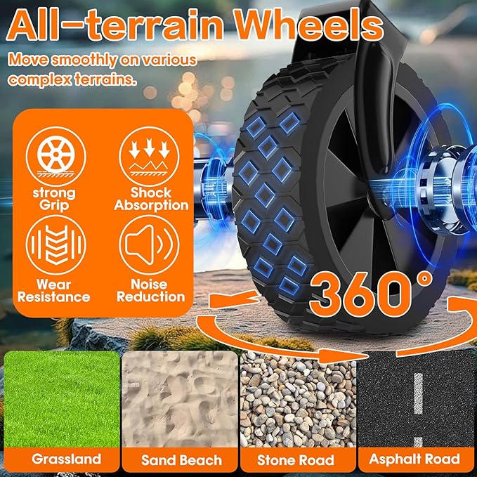 Wagons Carts Foldable, 360LBS Folding Utility Heavy Duty Wagon Cart with Wheels, 100L Portable Utility Outdoor Wagon for Shopping, Beach, Camping, Sports, Garden