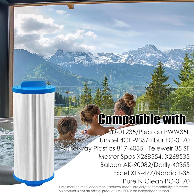 Spa Filter Replaces PMA-R3 X268548 Master Spa Filter/Nordic Retreat Spa Filter/Pleatco PWW35L/Unicel 4CH-935, Fits Most Clarity, Healthy Living Spas- 1 Pack