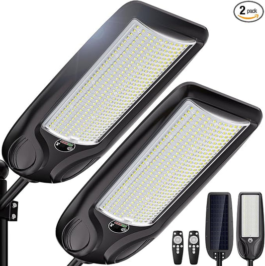 10000W Solar Street Lights Outdoor, Heavy Duty Solar Powered LED Flood Light Outside, Commercial Parking Lot Lighting Dusk to Dawn, Motion Sensor with Remote Waterproof for Garage, Pathway