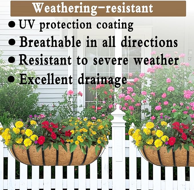 4pack 24-inch Window Sill Window Railing Planters with Cocoa Liner for Outdoor Balconies, Porches, Fences, Patio Railings