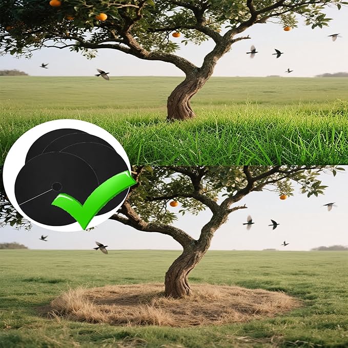 32-Pack 20.5 Inch Weed Barrier Mats - Thickened Non-Woven Tree Rings, Reusable Landscape Fabric for Mulch, Plant Protection & Anti-Grass Gardening (Black)
