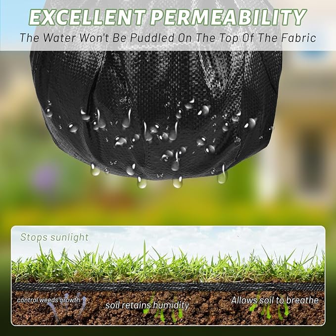 4ftx300ft Weed Barrier Landscape Fabric Heavy Duty, Woven Weed Control Cloth, Woven Geotextile Fabric for Underlayment, Commercial Driveway Weed Block Cover Mat,with 1 Pair of Gloves