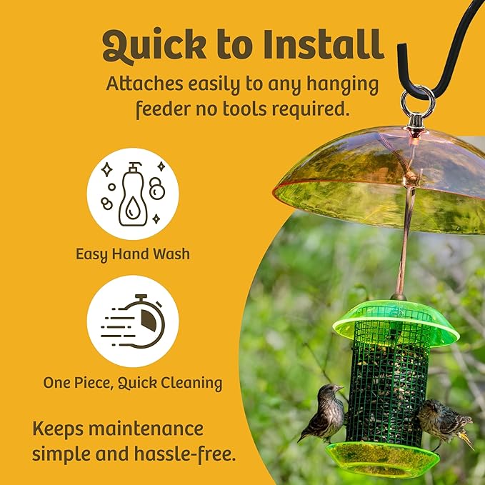Birds Choice Clear Bird Feeder Dome | 10.5" Rain Guard Cover for Hanging Bird Feeders | Outdoor Weather Guard to Help Keep Seed Dry