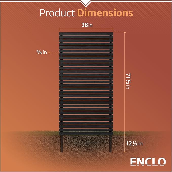 6ft H x 3.1ft W (1 Panel) No Dig Enclo Aspen Charcoal Wood Privacy Screen, Decorative Patio Screen, Great to Hide Trash Cans, Outdoor Privacy Fence Panel, Air Conditioner Barrier, EC18042