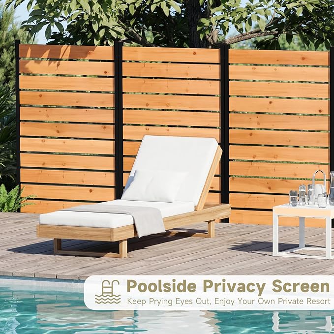 Wooden Privacy Fence, Outdoor Privacy Screen, Porch and Terrace Privacy Wall, Trash Can and Air Conditioner Concealment (Reddish Brown)