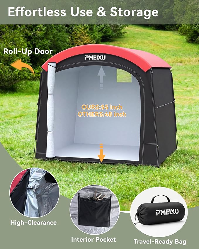 Oversized Outdoor Bike Storage Shed, Portable 210D Oxford PU4000 Bike Tent for 4-5 Bicycles, All-Weather Garden Storage for Motorcycles, Riding Lawn Mowers, Patio Furniture & Gardening Tools