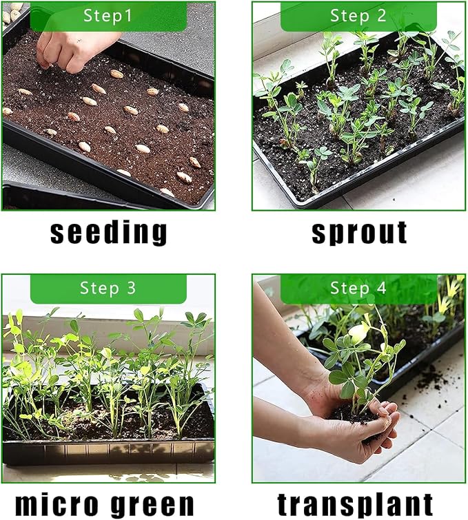 RooTrimmer 10 Pack 1020 Trays, Extra Thick Heavy Duty Seed Starting Trays - No Holes, No Leak, Reusable Propagation Flats for Microgreens, Seedlings, Plant Germination, Fodder and Transplant