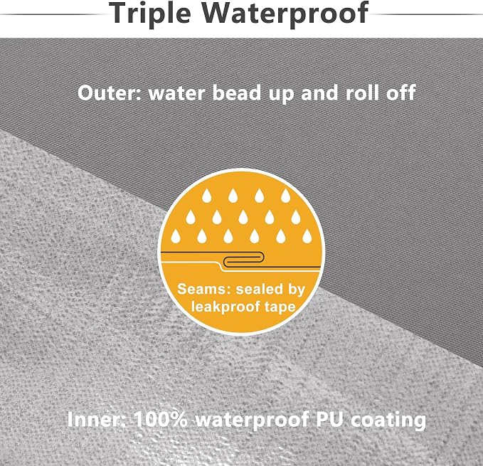 Favoyard Patio Chair Cushions 19 x 19 x 3 Inch Waterproof Outdoor Seat Cushions for Patio Furniture 3-Year Color Fastness Garden Sofa Couch Chair Pads with Handle & Adjustable Straps Set of 2, Grey