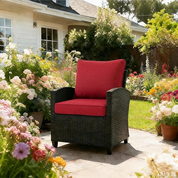 Goodgoods 24 x 28 Outdoor Patio Deep Seat Cushions 2-Pack, 1000+ Hours Fade-Resistant & Water-Resistant Outdoor Furniture Chair Cushions with 30D High-Resilience Foam for Sofa Chair, Red