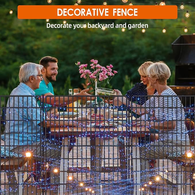 15 Panels No Dig Fence, 32 in(H) X 36 ft(L) Garden Decorative Fence Animal Barrier for Dogs, Rustproof Metal Garden Edging Border for Outdoor, Yard, Patio, Black