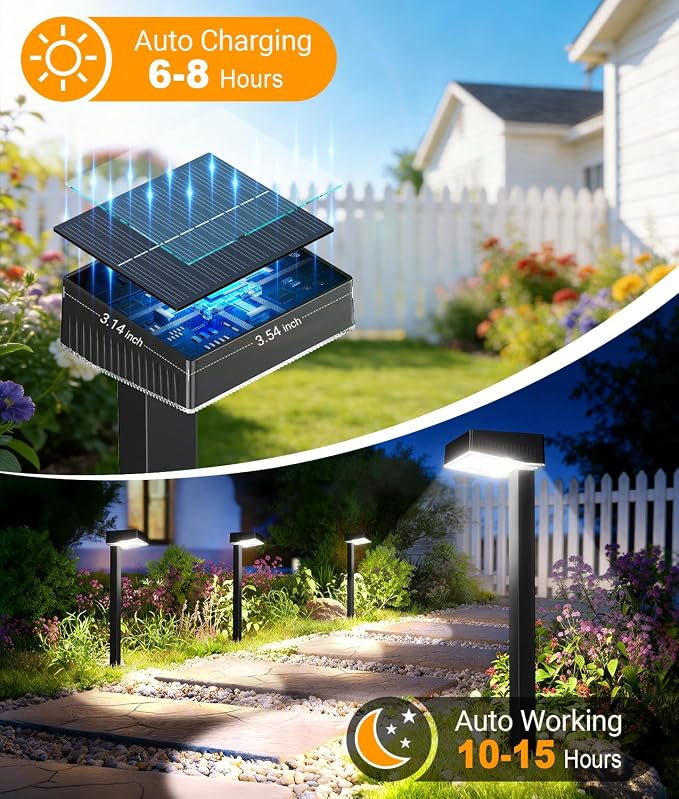 ELECLINK Solar Pathway Lights Outdoor, 4 Pack Garden Lights Solar Powered Path Lights with Larger LED Lens, 2 Light Modes Waterproof Outdoor Solar Light for Yard Driveway Walkway Landscape Patio Lawn