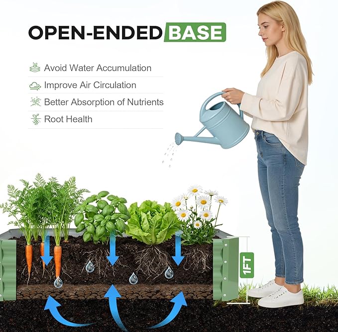 Galvanized Raised Garden Bed Kits, 2 Pack Metal Planter Box Outdoor, 4x2x1ft Rectangular Steel Planter Bed for Vegetables, Fruits, Flowers, Herbs(Olive Green)
