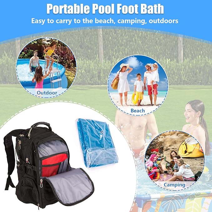 Pool Foot Bath, Inflatable Pool Foot Wash Tray for Pool Entry Ladder, Portable Foot Bath Basin for In Ground and Above Ground Swimming Pools