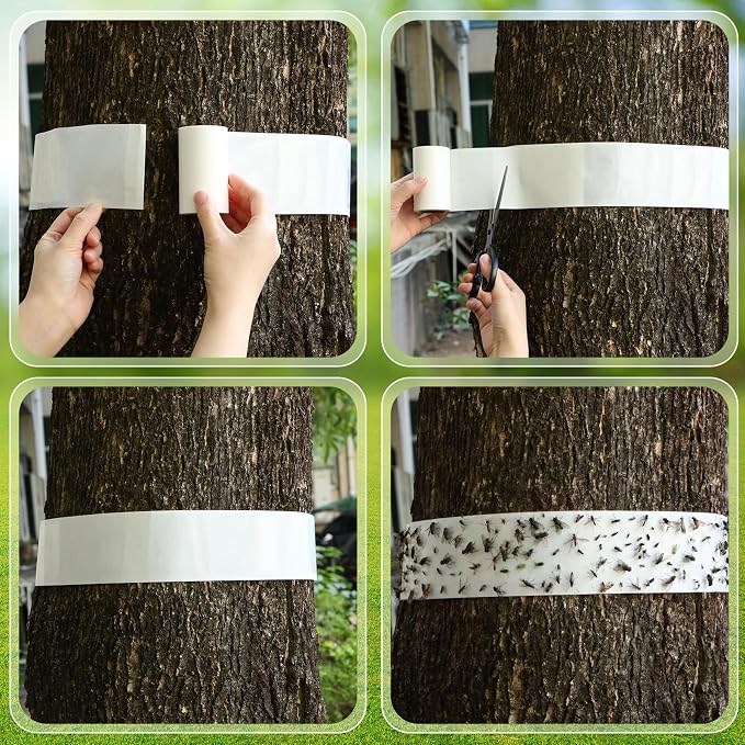 12 Rolls Spotted Lantern Fly Traps Ant Insect Barrier, 30 ft Each, Outdoor Fly Tree Tape Trees Wrap Spotted Lanternfly Killer for Protect Trees, Fruit & Plants, Pest Control Lawn & Garden