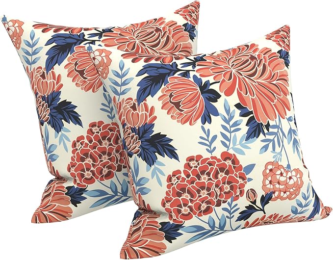 LVTXIII Outdoor Pillow Covers 20x20 Inch, 2 Pack Large Square Throw Pillow Cases, Fade-Resistant Cushion Covers for Patio Furniture Sofa, Garden Porch, Vibrant Blossom