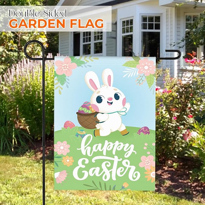 Double Sided Seasonal Garden Flags Set of 12-12x18 inch Yard Flags for Outside with Stand & Holder | Weather Resistant Thick Linen Outdoor Lawn flag, Holiday House Flags for Spring, Summer & Winter