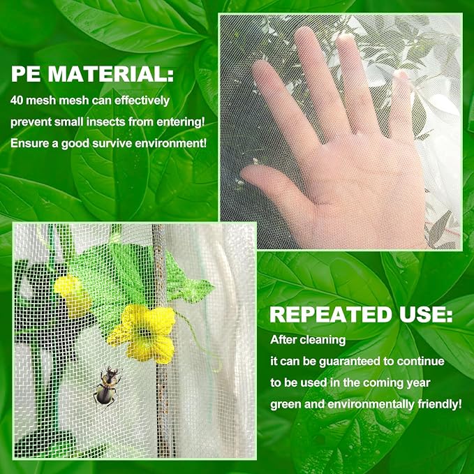 4 Pcs Plant Barrier Net Mesh, Plant Barrier Net Mesh, Bird Netting, Barrier Bags for Vegetables Fruits, Tomato Plant Netting for Protect Plants from Birds(6.56 x 6.56 FT)